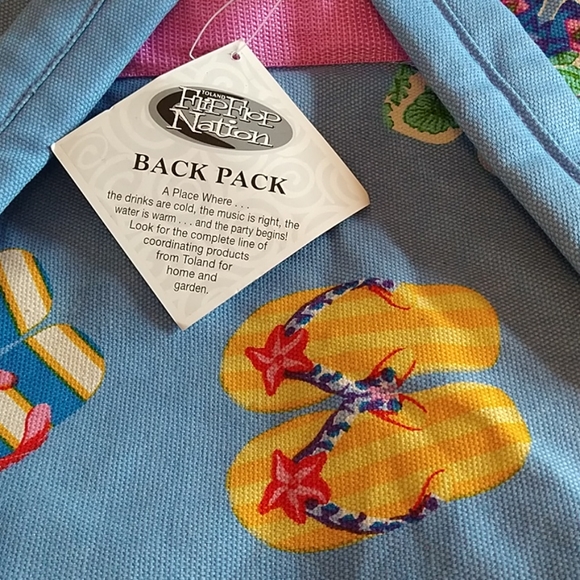 NWT Flip Flop Nation blue print backpack - Picture 5 of 6